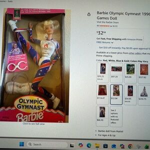 Vintage Barbie Olympic Gymnast Atlanta 1996Doll with Red, White, and Blue Outfit